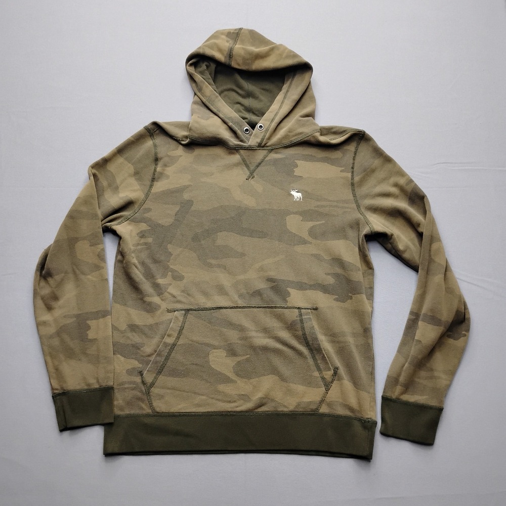 Abercrombie & Fitch Mens Camo Pullover Hoodie Green Camouflage Sweatshirt M
